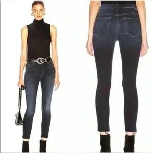MOTHER The Looker High Waist Ankle Fray Last Call Dark Blue Jeans Size 30